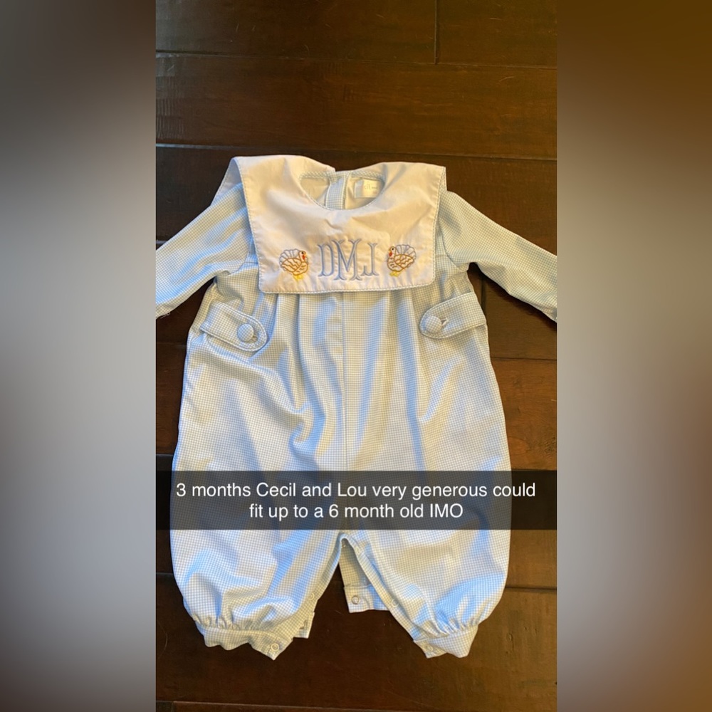 Cecil and Lou Thanksgiving outfit 3 months Only worn once monogram DMJ
